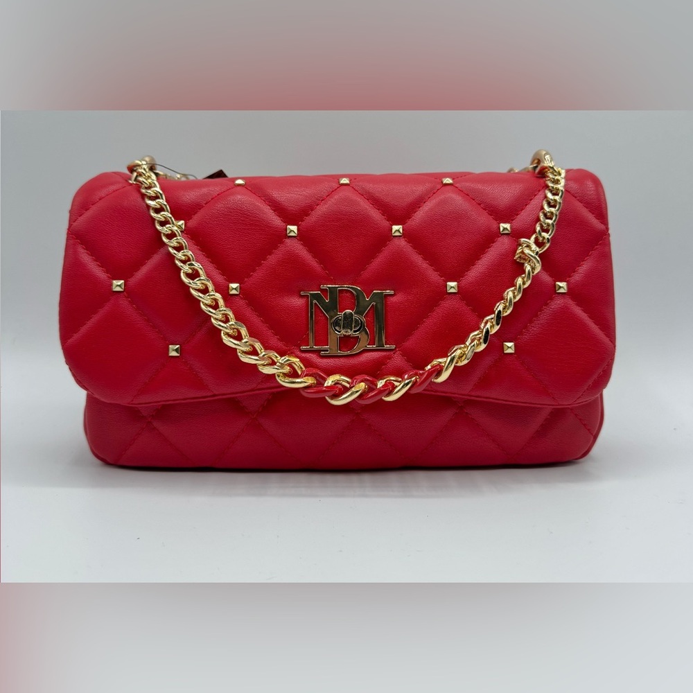 New Badgley Mischka Red Quilted Shoulder Bag